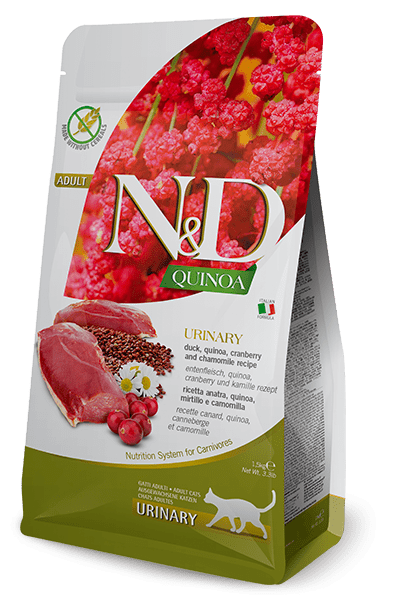 ENRASTADOG comida para gatos FARMINA ND CAT QUINOA URINARY PATO 1,5KG