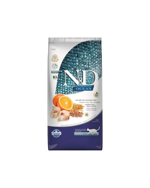 ENRASTADOG Comida para gatos FARMINA ND CAT OCEAN LOW GRAIN BACALAO 1,5kg o 5kg