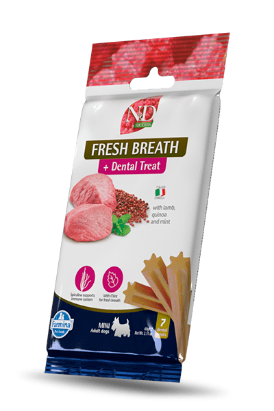 ENRASTADOG Comida para perros FARMINA TREAT ND QUINOA DOG FRESH BREATHE ADULT MINI 60GR