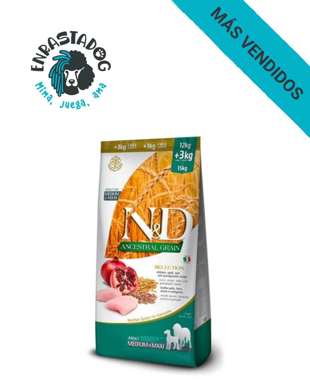 FARMINA ENRASTADOG ND DOG SELECTION ANCESTRAL MED MAXI POLLO 12+3kg